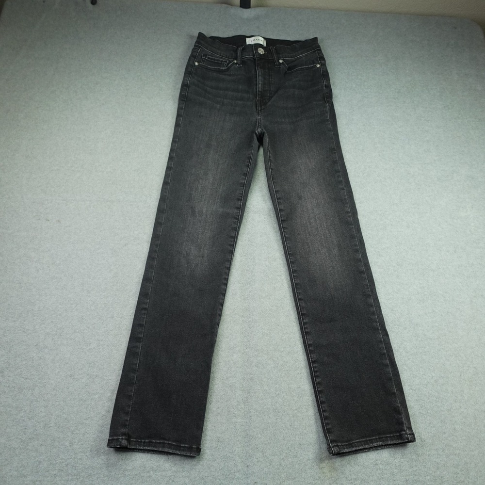 Frame Jeans Womens 24 Black Faded Le High Straight Broken Denim